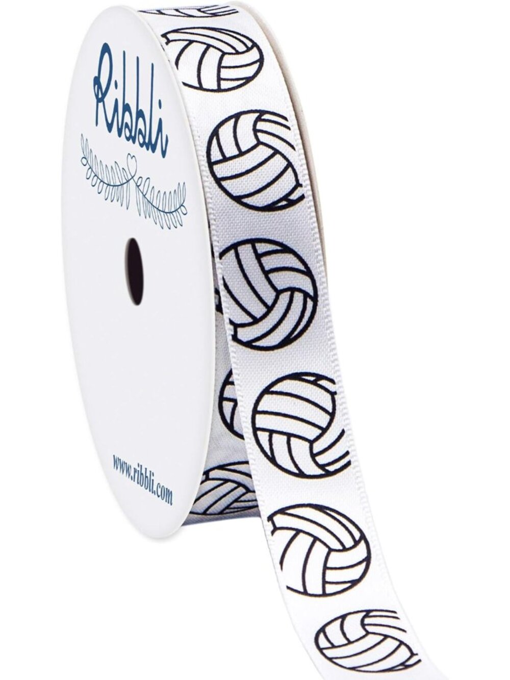 Satin Volleyball Ribbon,5/8-Inch x 10-Yard,White/Black,Use for Team Hair Bows,Wr